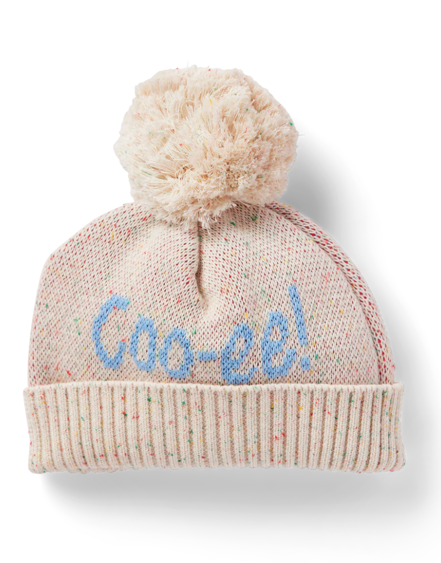 Creamy Roo cotton knit beanie by Halcyon Nights, soft and cozy hat for babies aged 3-6 months with a stylish, comfortable fit.