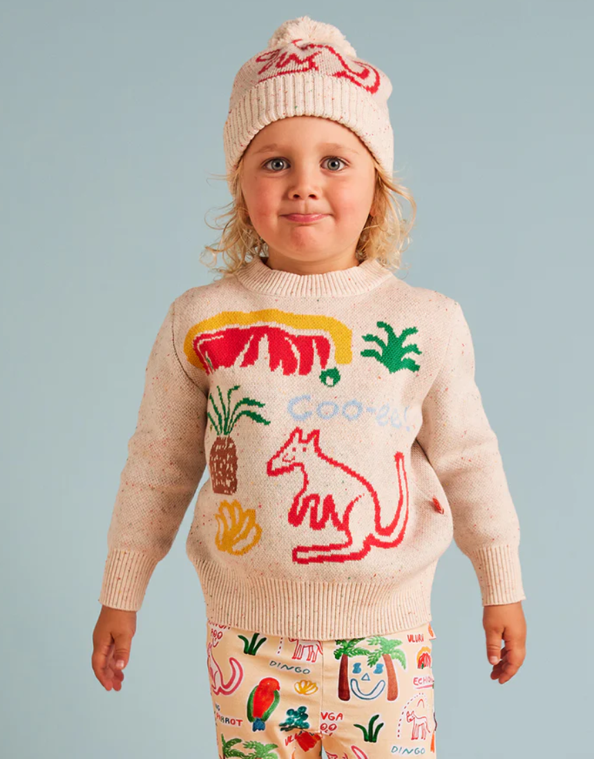 Creamy Roo cotton knit beanie by Halcyon Nights, soft and cozy hat for babies aged 3-6 months with a gentle, stylish design.