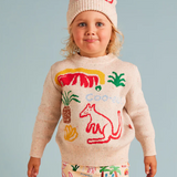 Creamy Roo cotton knit beanie by Halcyon Nights, soft and cozy hat for babies aged 3-6 months with a gentle, stylish design.