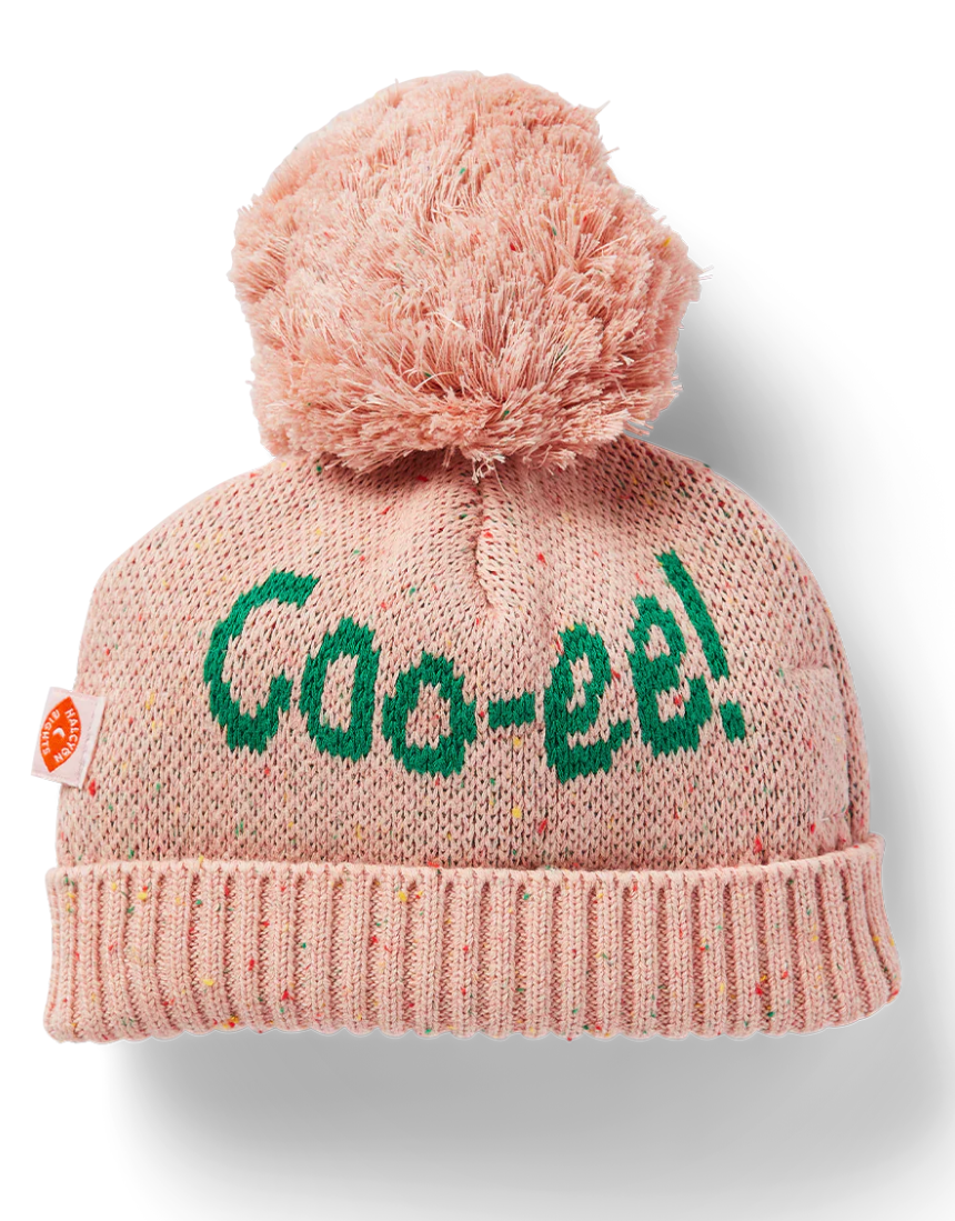 Pink Koala cotton knit beanie hat by Halcyon Nights, designed for infants aged 3-6 months, featuring soft, cozy material with cute koala detail.