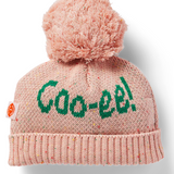 Pink Koala cotton knit beanie hat by Halcyon Nights, designed for infants aged 3-6 months, featuring soft, cozy material with cute koala detail.