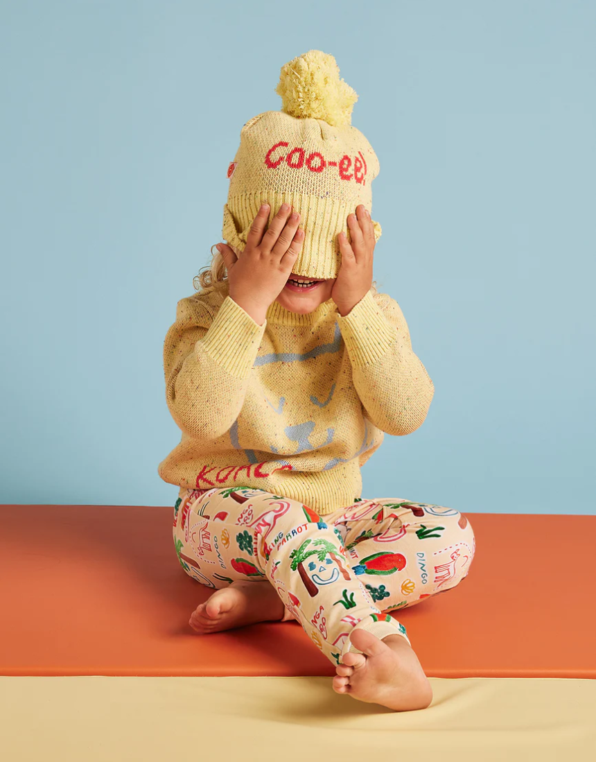 Halcyon Nights Sunny Koala cotton knit beanie hat for 3-6 months, featuring a cute koala design and soft knit fabric.
