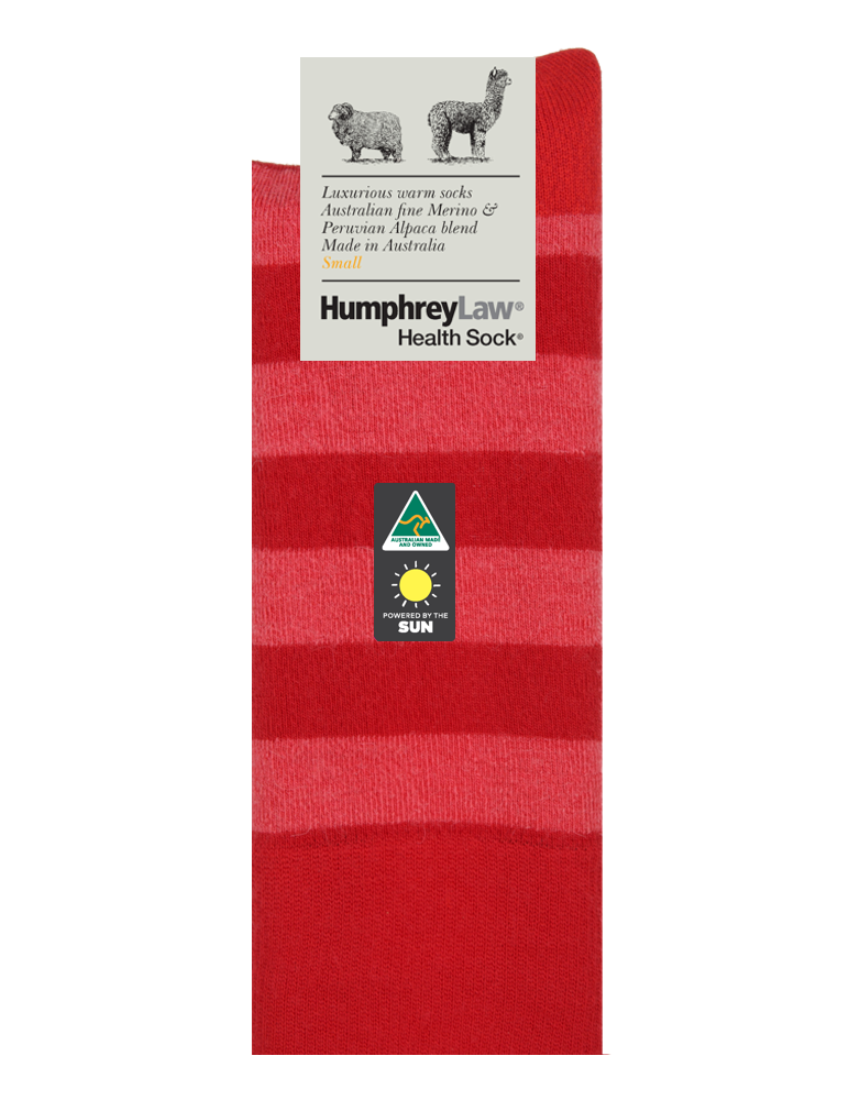 Humphrey Law fine merino and baby alpaca socks in medium size, soft and warm, in a berry color.