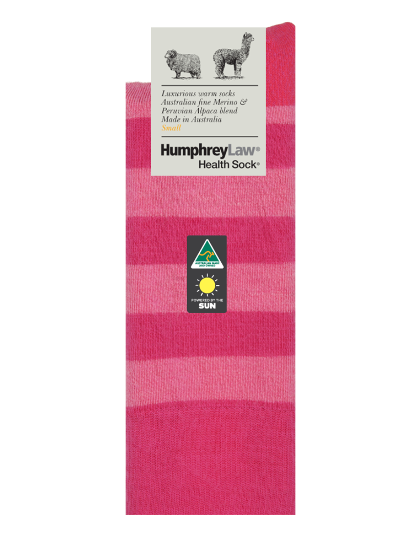 Humphrey Law medium-sized fine merino and baby alpaca socks in berry color, soft and cozy for comfortable wear.