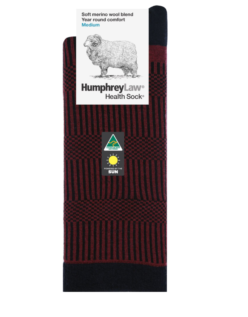 Large Humphrey Law patterned merino wool sweater in denim with intricate knit design and cozy texture.