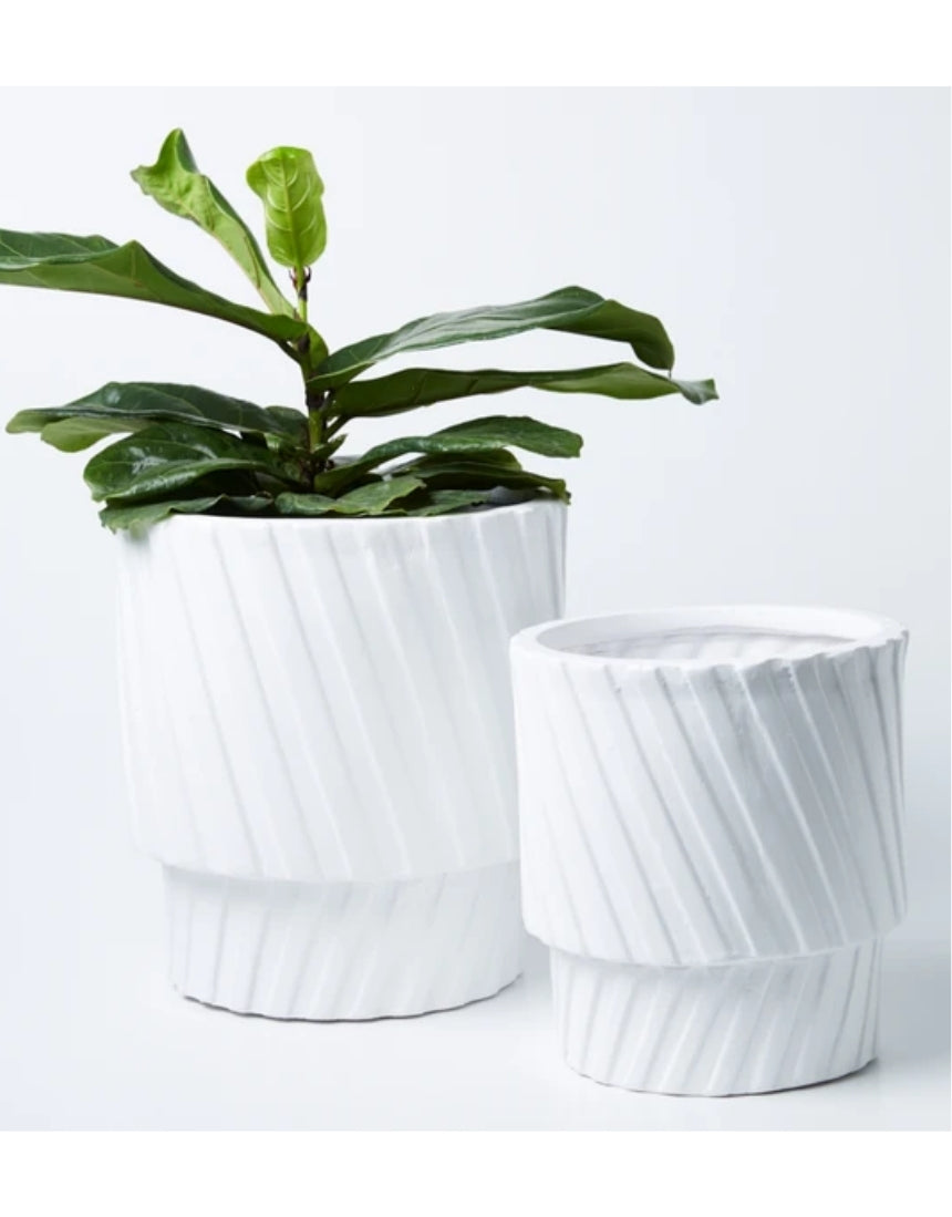 Jones & Co Moma Planter Set with white vase and matching pots, modern ceramic decor for indoor plants.
