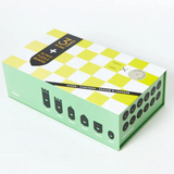 Journey of Something 3-in-1 game set including chess, checkers, and snakes & ladders with colorful game pieces and boards.