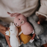 Picca Loulou Llama Mini Rattle for babies, soft fabric toy with a cute llama design, perfect for sensory play.