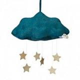Picca Loulou cloud-shaped corduroy wall hanging in blue with star patterns, ideal as charming wall decor for a cozy space.