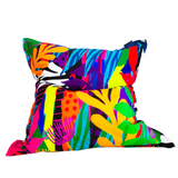 Riley Burnett Secret Garden bean bag chair with colorful floral pattern, soft fabric, and comfortable seating for relaxation.