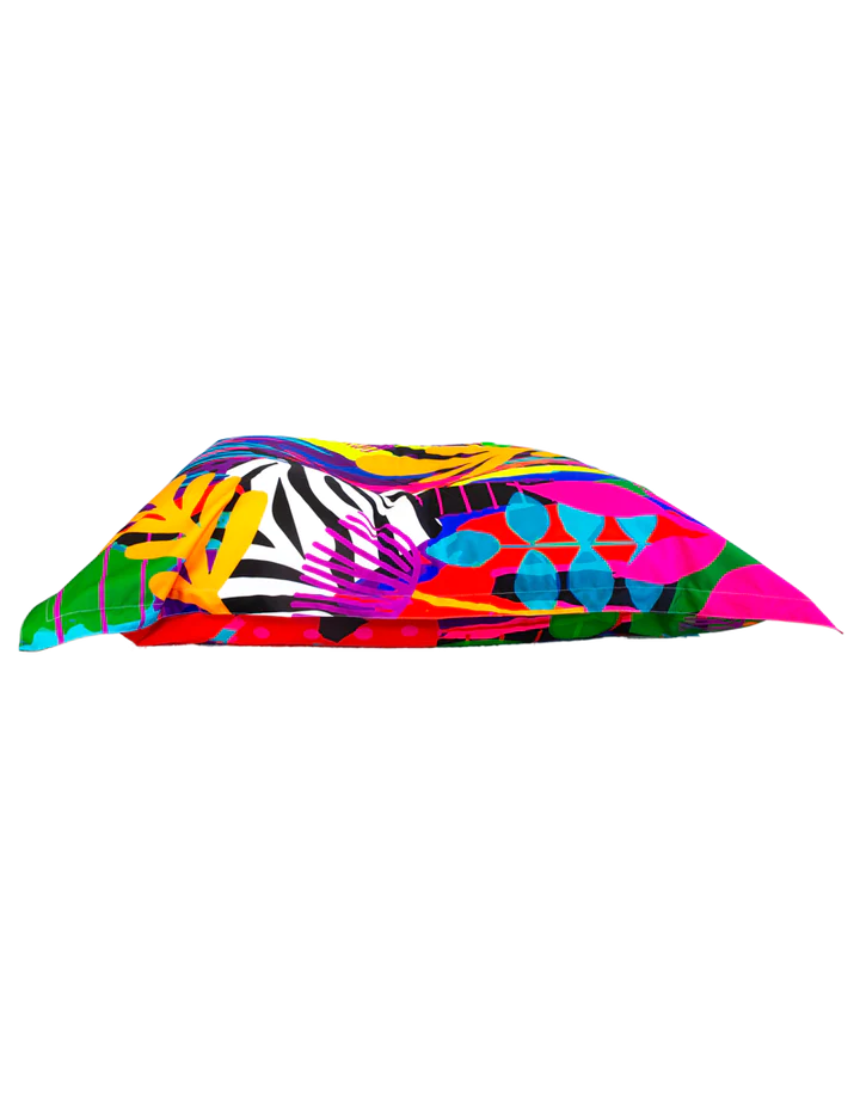 Riley Burnett Secret Garden bean bag chair with colorful floral pattern and soft fabric for comfortable seating.