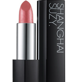 Suzy Lipsticks Miss Celine Dusty Rose satin lipstick displayed in elegant tube with soft pink shade for a sophisticated look.