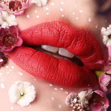 Suzy Lipsticks Miss Hannah Blood Red matte lipstick tube with deep red shade and black packaging.