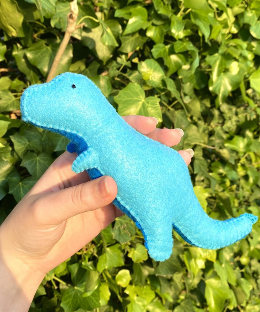 T-Rex Felt Plush Kit by The Craft Kit, needlecraft kit for making a cute felt plush dinosaur.