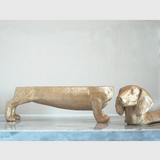 White Moose Dachshund Secret Bowl in gold, a stylish homeware piece featuring a dachshund design on a white background.